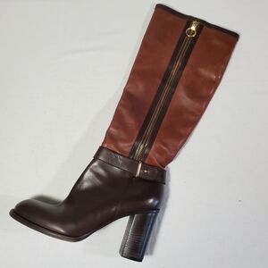 Mimosa Tall Heeled Leather Boots Tan Brown Made in Italy Size EU 39 US 8